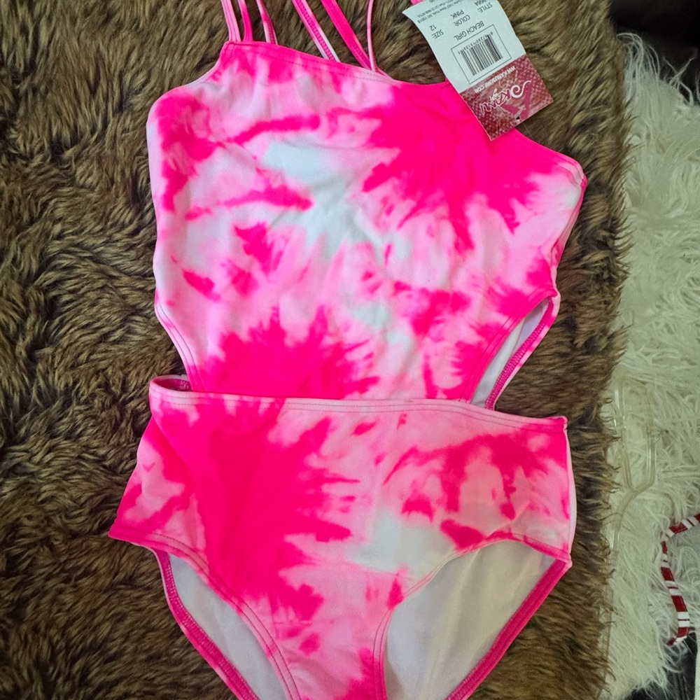 Kanu Surf premium Pink Tie-Dye Swimsuit Girls Sz 12